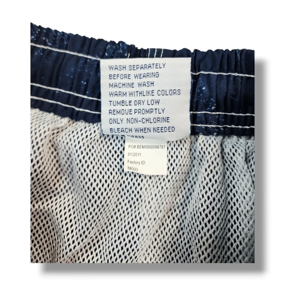 New Sea World Swim Trunks Shorts Navy‎ Blue & White Boy's Size M 10/12